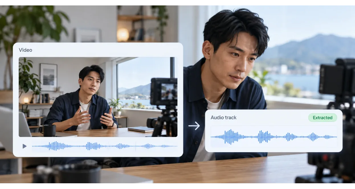 An interface extracting audio from a video and showing the waveform on its own