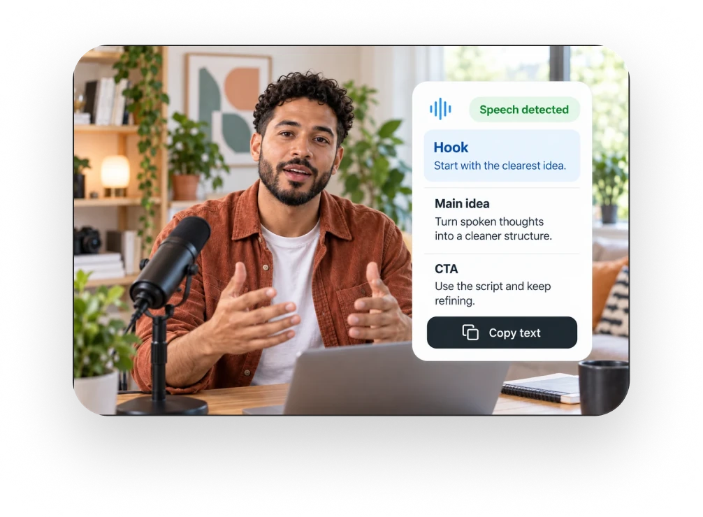 Talking-head and content creation transcript in use