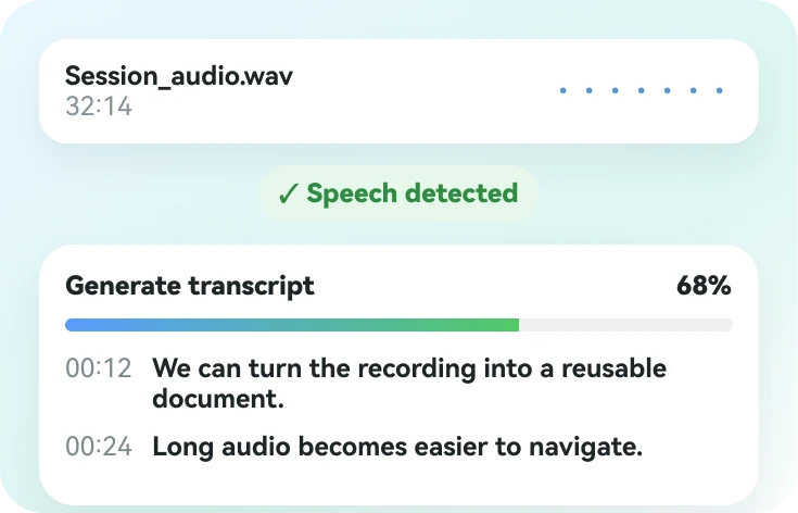 02 / TRANSCRIBE step interface