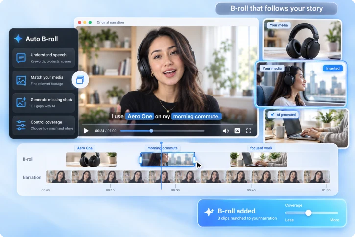 AI automatic B-roll product preview