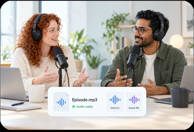 An interview recording alongside an MP3 prepared for audio distribution