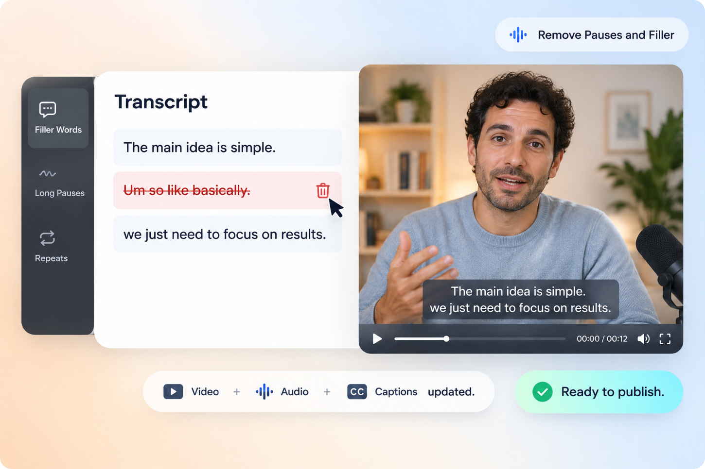 Smart talking-head editing product preview