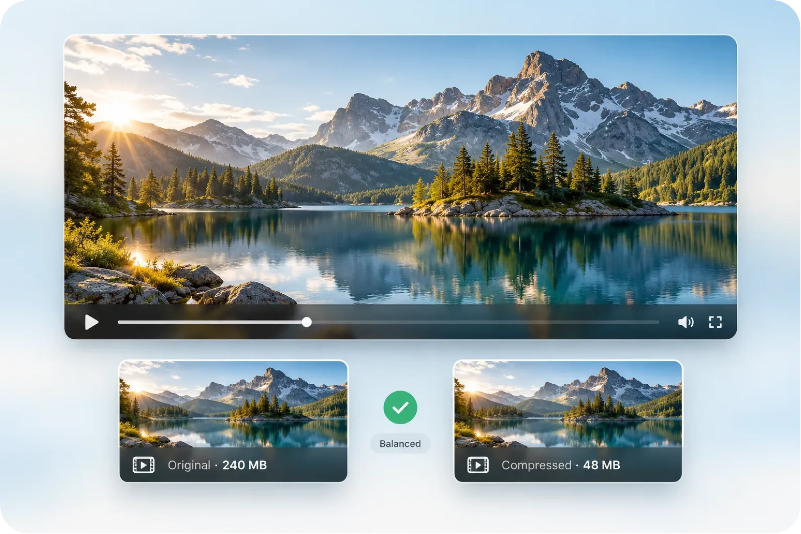 An interface compressing an uploaded video in one click