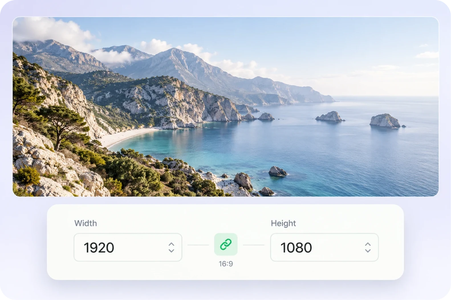 An interface entering custom width and height with the ratio locked
